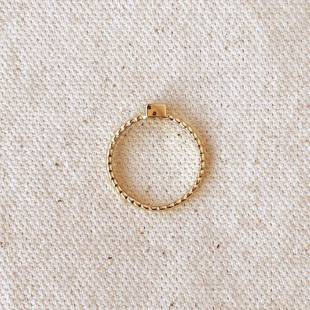GoldFi - 18k Gold Filled Twisted Solitaire Band With Cubic Zirconia S: 7