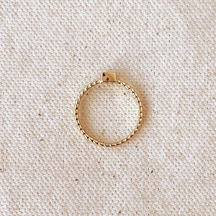 GoldFi - 18k Gold Filled Twisted Solitaire Band With Cubic Zirconia S: 7