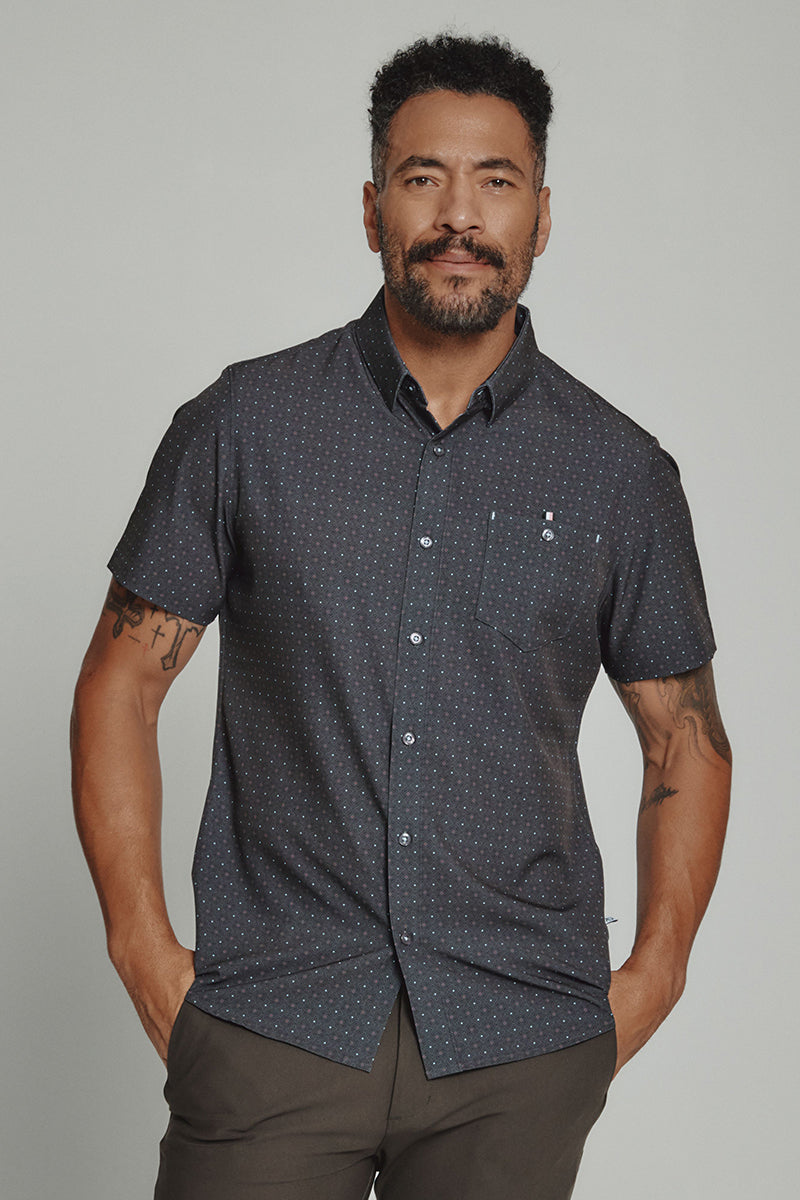 7DIAMONDS - Prescott Short Sleeve Shirt in Charcoal