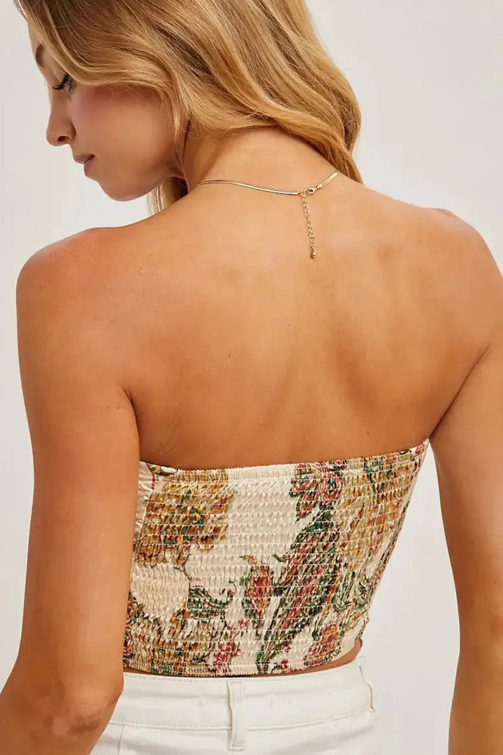Bluivy - Paisley Satin Bandana Tube Top in Vanilla