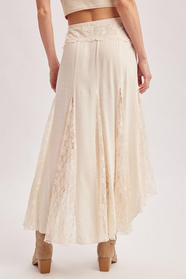Bluivy - Boho Flowy Lace Maxi Skirt with No Lining - Easter Day in Ecru
