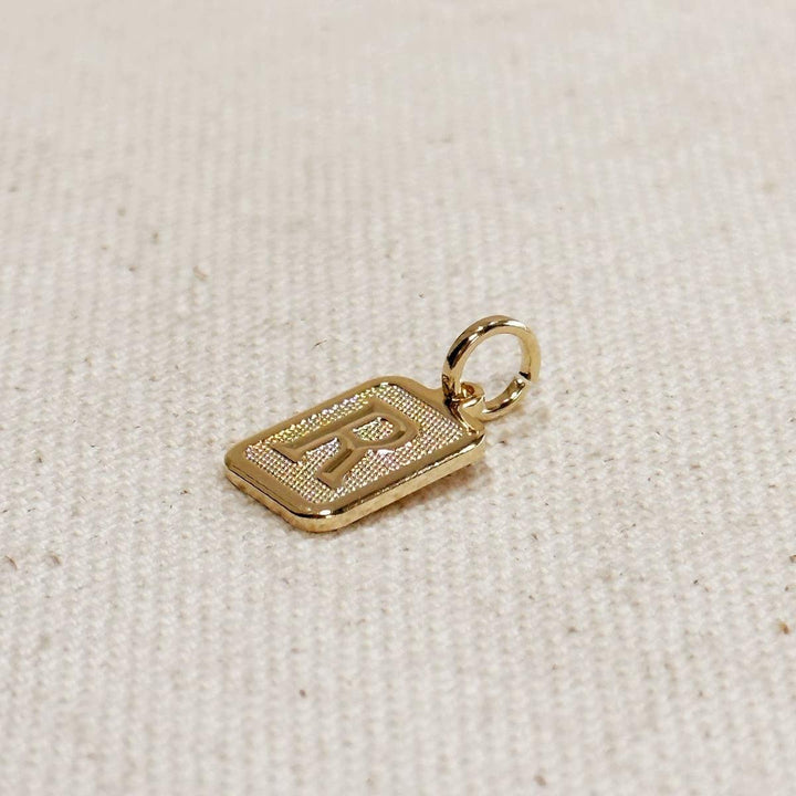 GoldFi - Textured Initial Plate Pendant in Gold Filled