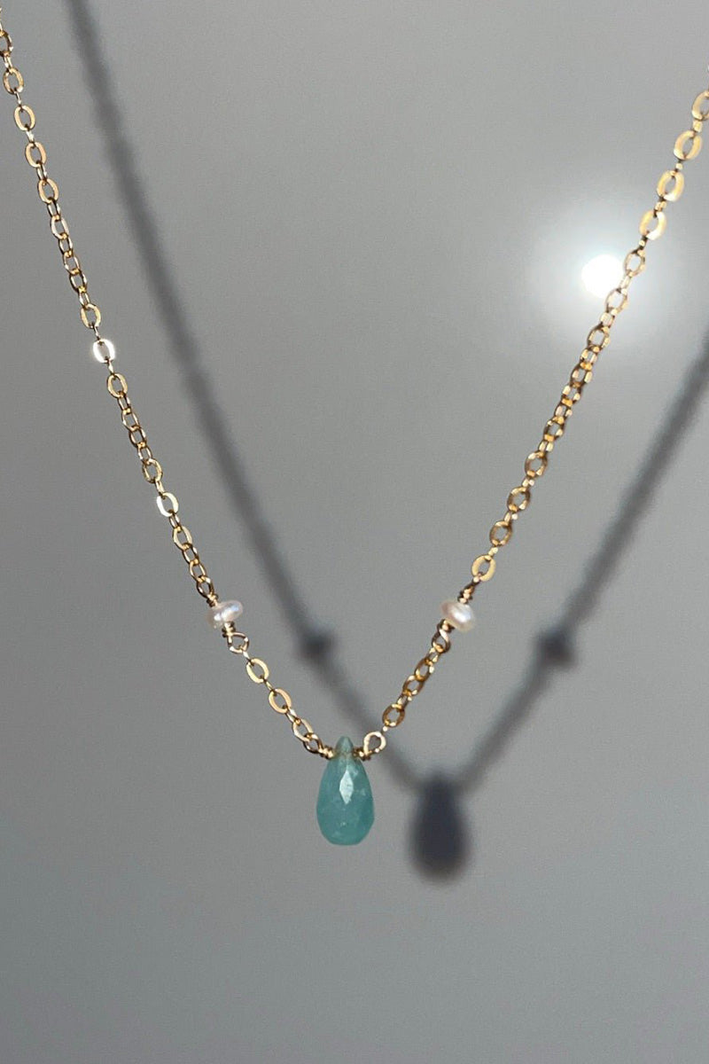 Tree Myriah - Lagoon Grandidierite Necklace in Gold #2