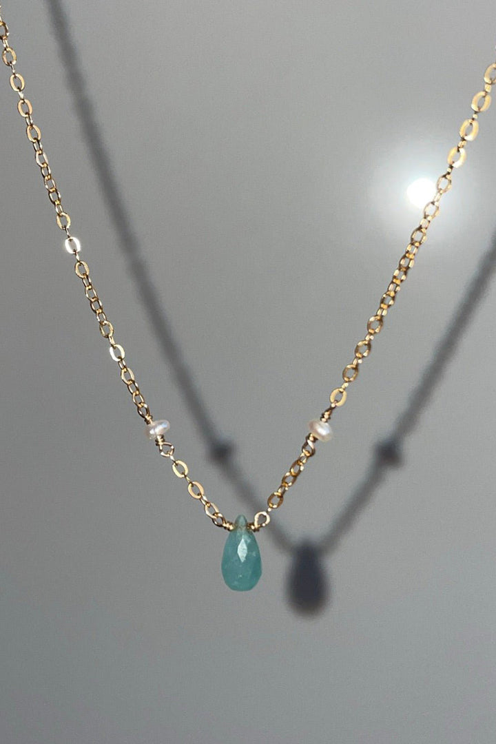 Tree Myriah - Lagoon Grandidierite Necklace in Gold #2