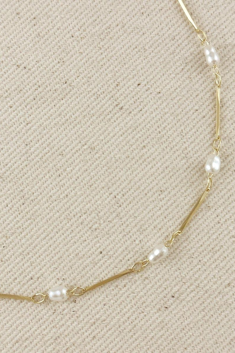 GoldFi - 18K Gold Filled Pearl Bead & Straw Necklace