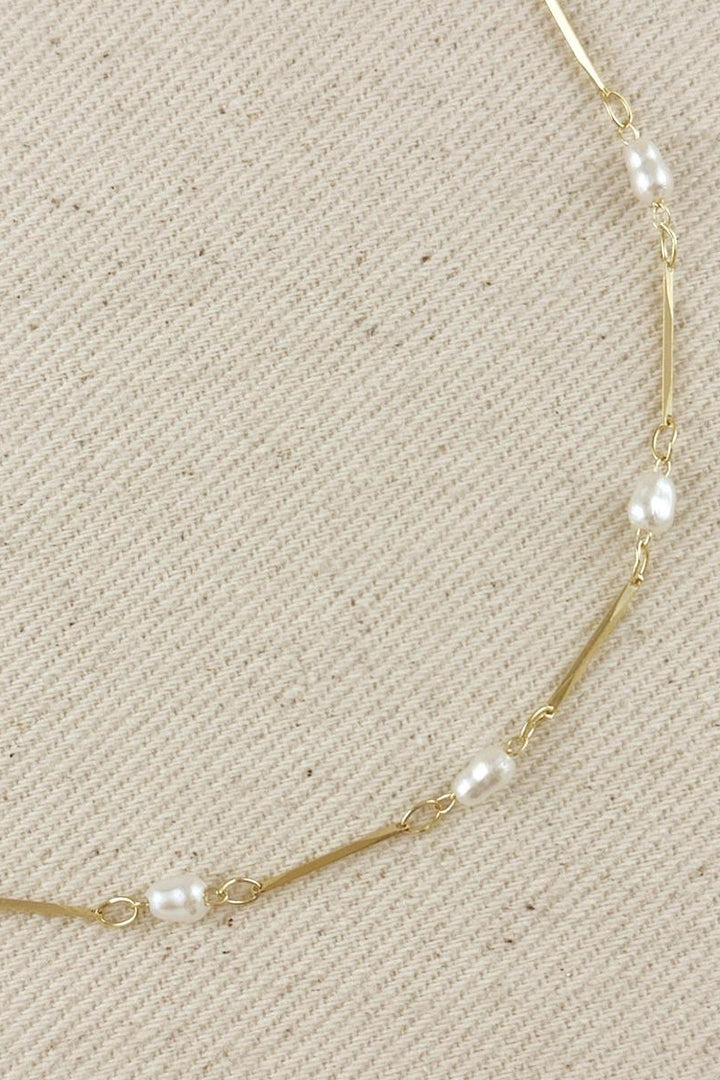 GoldFi - 18K Gold Filled Pearl Bead & Straw Necklace