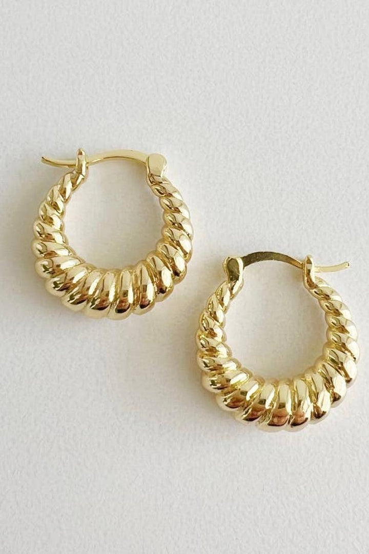 True By Kristy Jewelry - Endless Weekend Croissant Twist Hoops Earrings Gold Filled