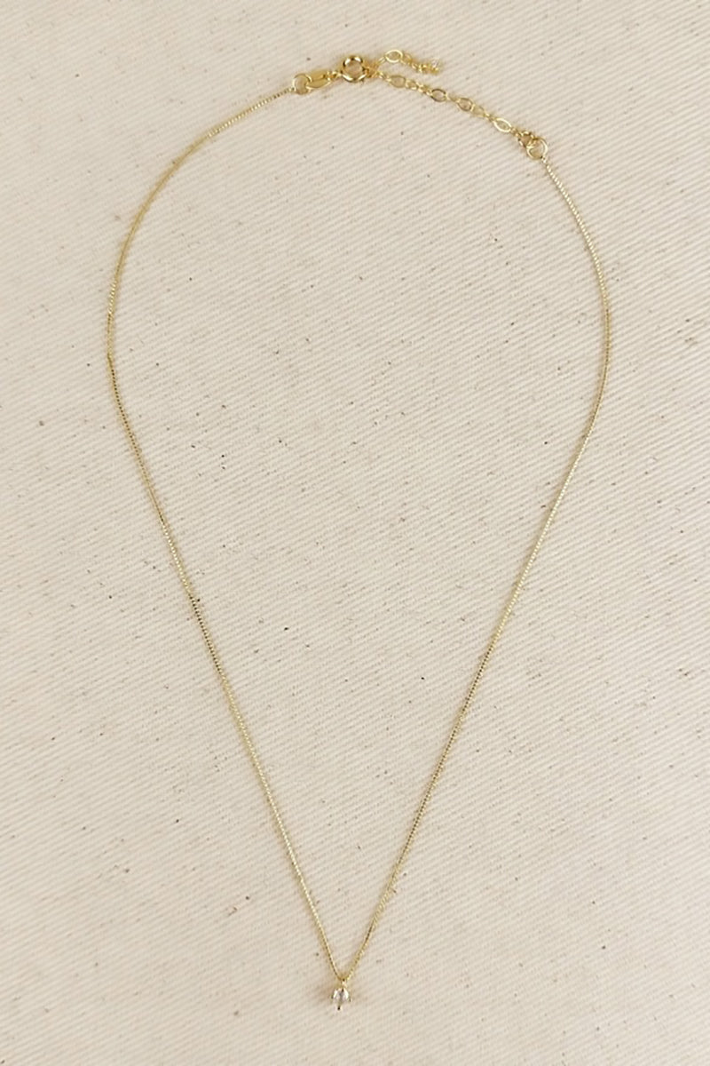 GoldFi - 18k Gold Filled Mini Cubic Zirconium Solitaire Necklace