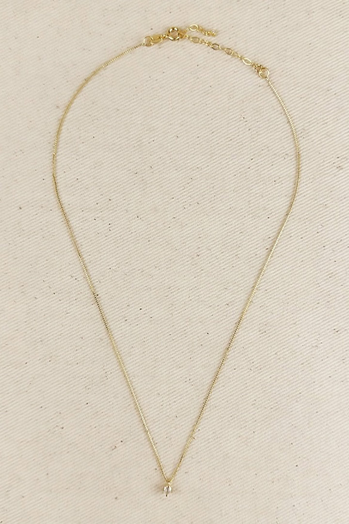 GoldFi - 18k Gold Filled Mini Cubic Zirconium Solitaire Necklace