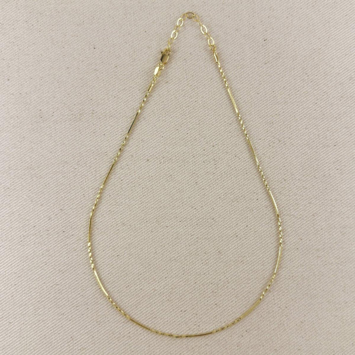 GoldFi - 18k Gold Filled Interspersed Twisted Box Chain 1.0mm Thickne