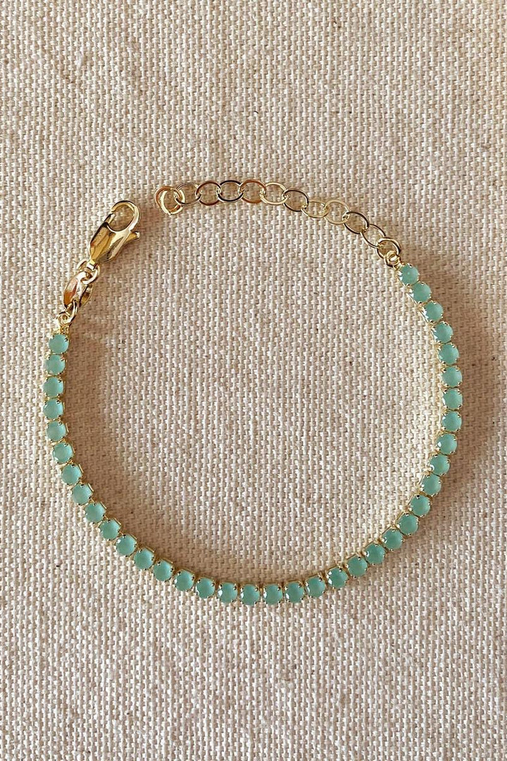 GoldFi - 18k Gold Filled 3mm Cubic Zirconia Mint Bracelet