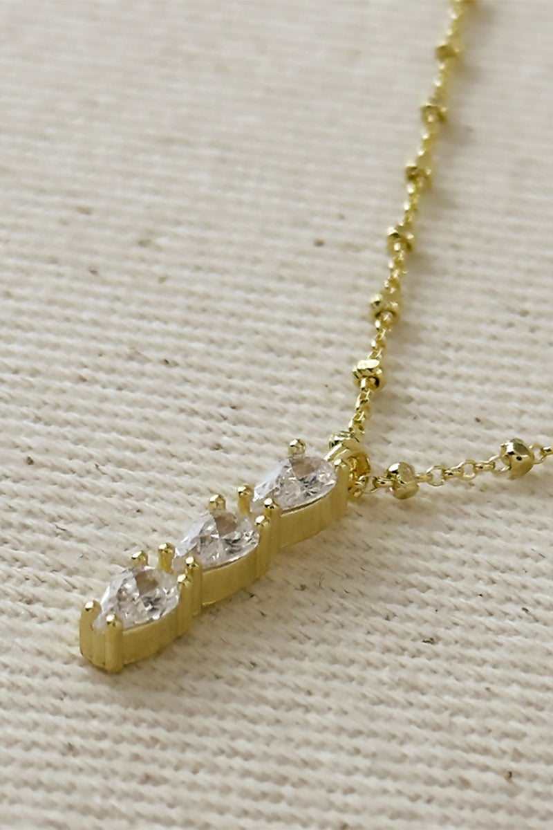 GoldFi - 18k Gold Filled Triple Cubic Zirconia Drop Necklace