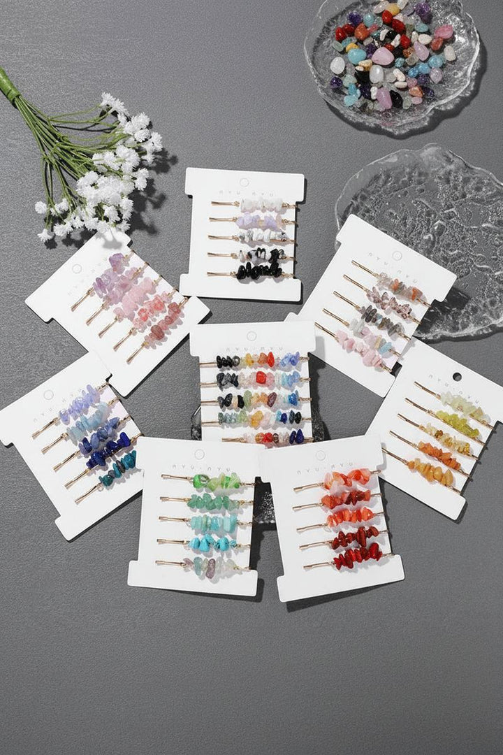 ACCITY - Natural Red Stone Hair Clip Set