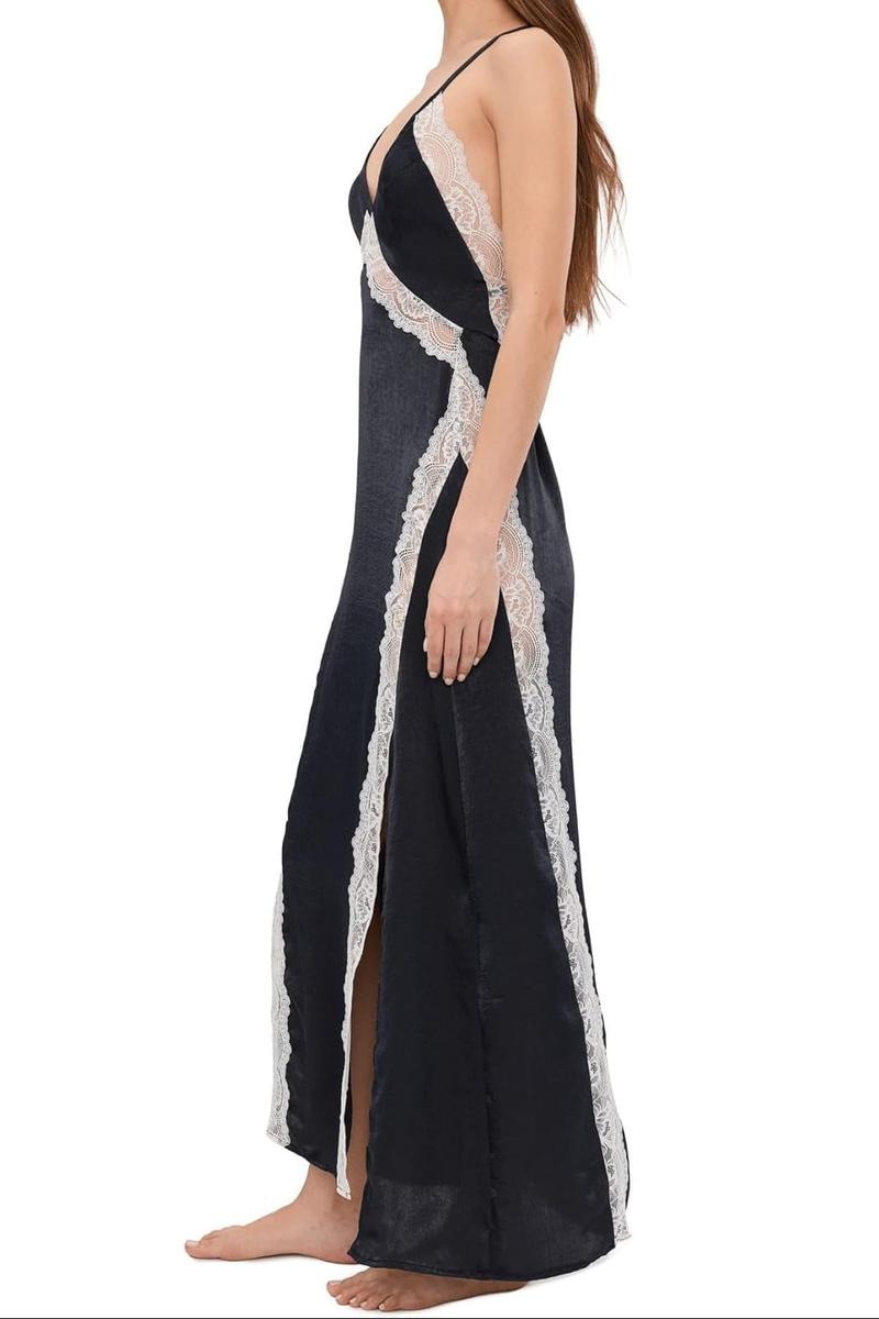 Free People - Some Kind Of Love Maxi Slip in Black Combo