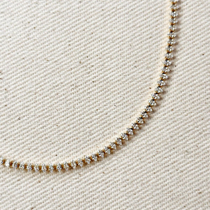 GoldFi - 18k Gold Filled Marquise Tennis Necklace