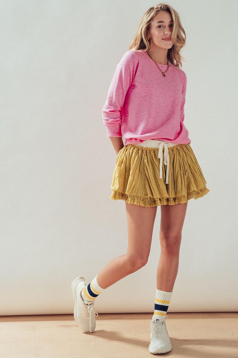 Urban Daizy - Soft Blend Crewneck Knit Pullover in Pink