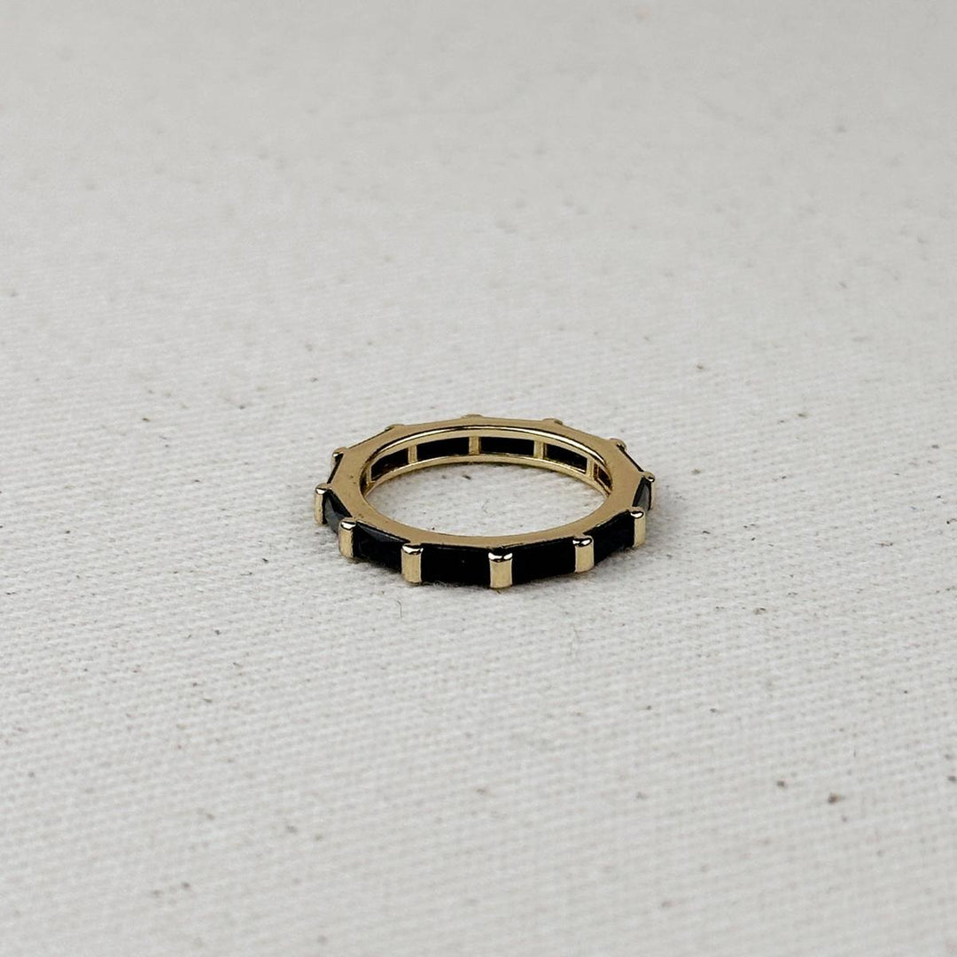 GoldFi - 18k Gold Filled Baguette CZ Band Ring: Emerald / 7.5