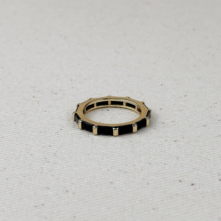 GoldFi - 18k Gold Filled Baguette CZ Band Ring: Emerald / 7.5