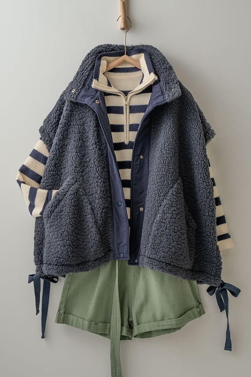 Urban Daizy - Oversized Sherpa Fleece Boho Western Layering Vest