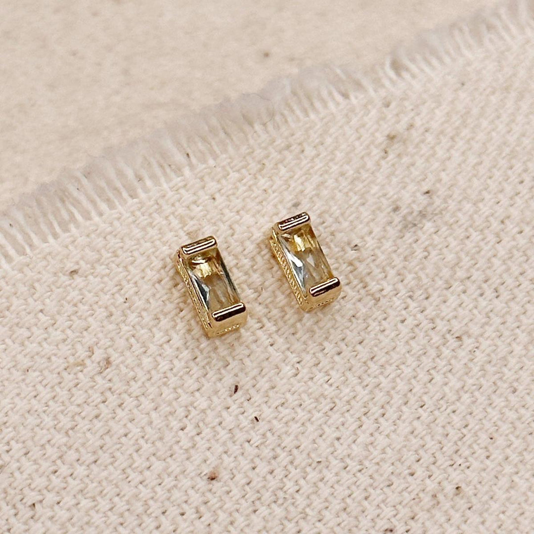 GoldFi - 18k Gold Filled Baguette Birthstone Stud Earrings