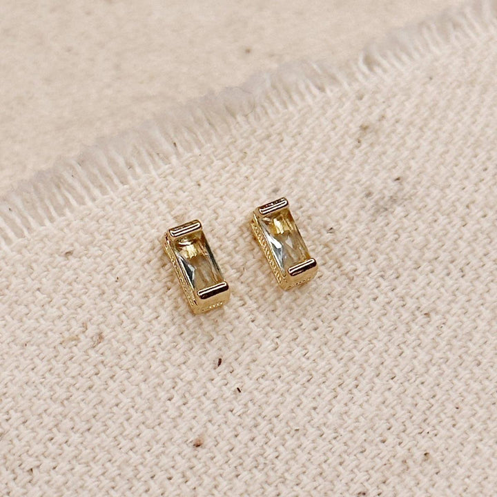GoldFi - 18k Gold Filled Baguette Birthstone Stud Earrings