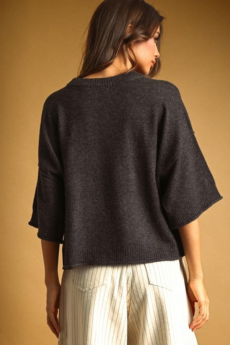 MIOU MUSE - Short Sleeve Knit Crop Top