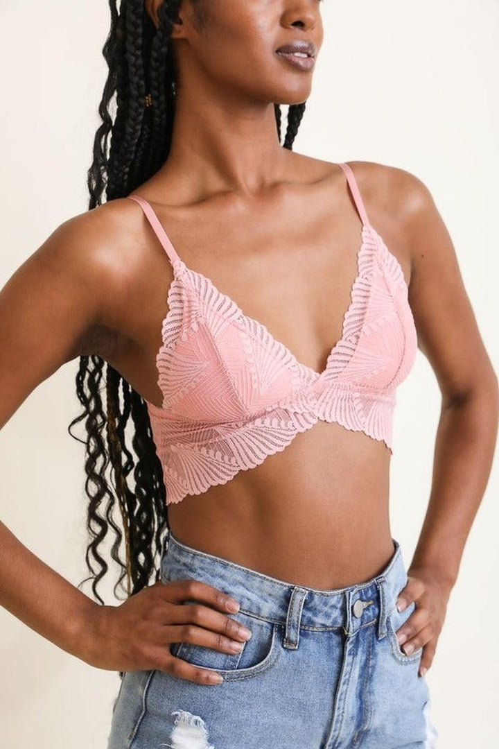 Leto Accessories - Butterfly Scallop Lace Bralette