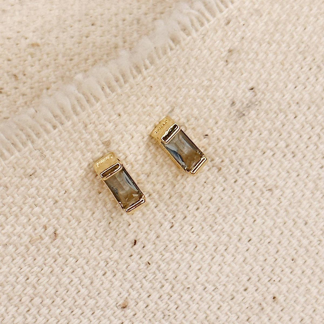 GoldFi - 18k Gold Filled Baguette Birthstone Stud Earrings