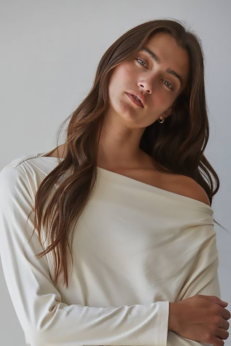 By Together - Woven Rayon Spandex Asymmetric Long Sleeve