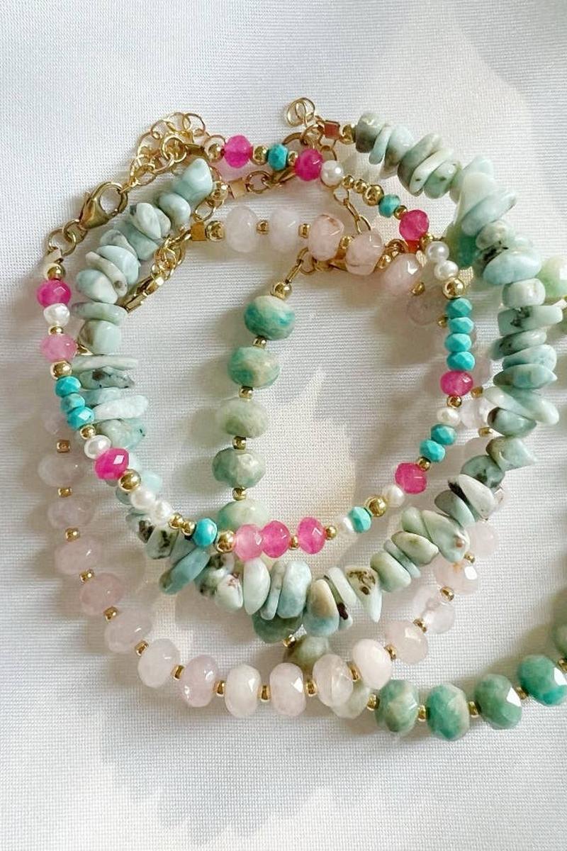 True By Kristy Jewelry - Rosalie Rose Quartz Pink Gold Filled Beaded Bracelet