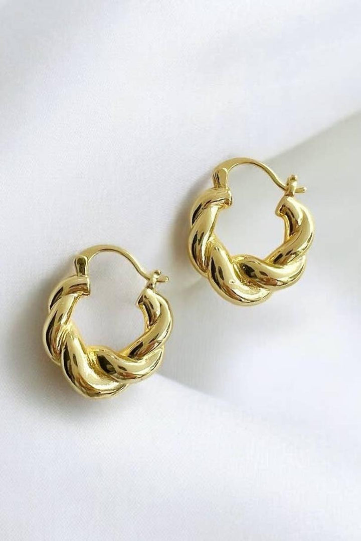 True By Kristy Jewelry Hannah Croissant Twist Hoops Earrings Gold Filled