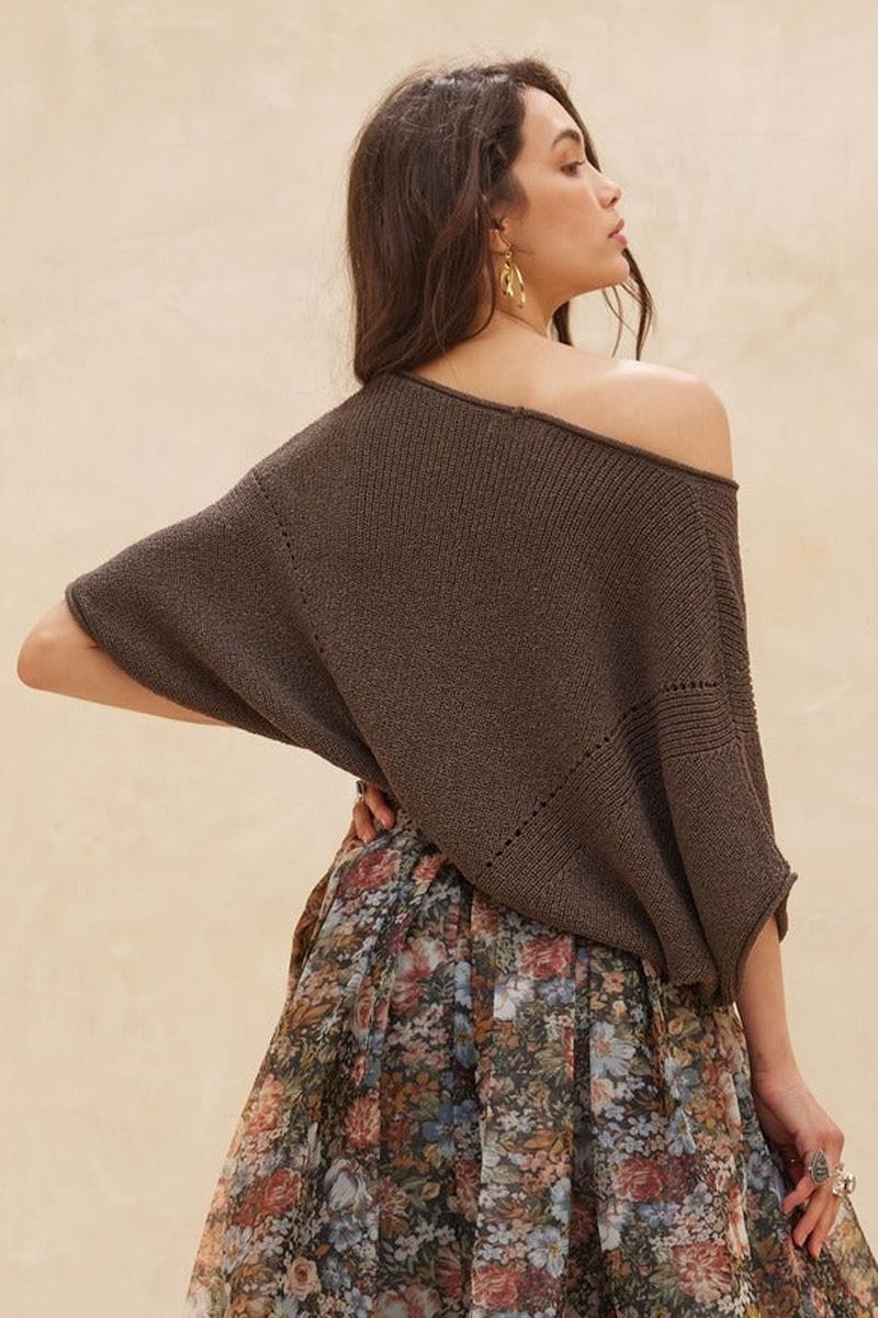 Promesa USA - Short-Sleeve Pointelle Ribbed Knit Sweater