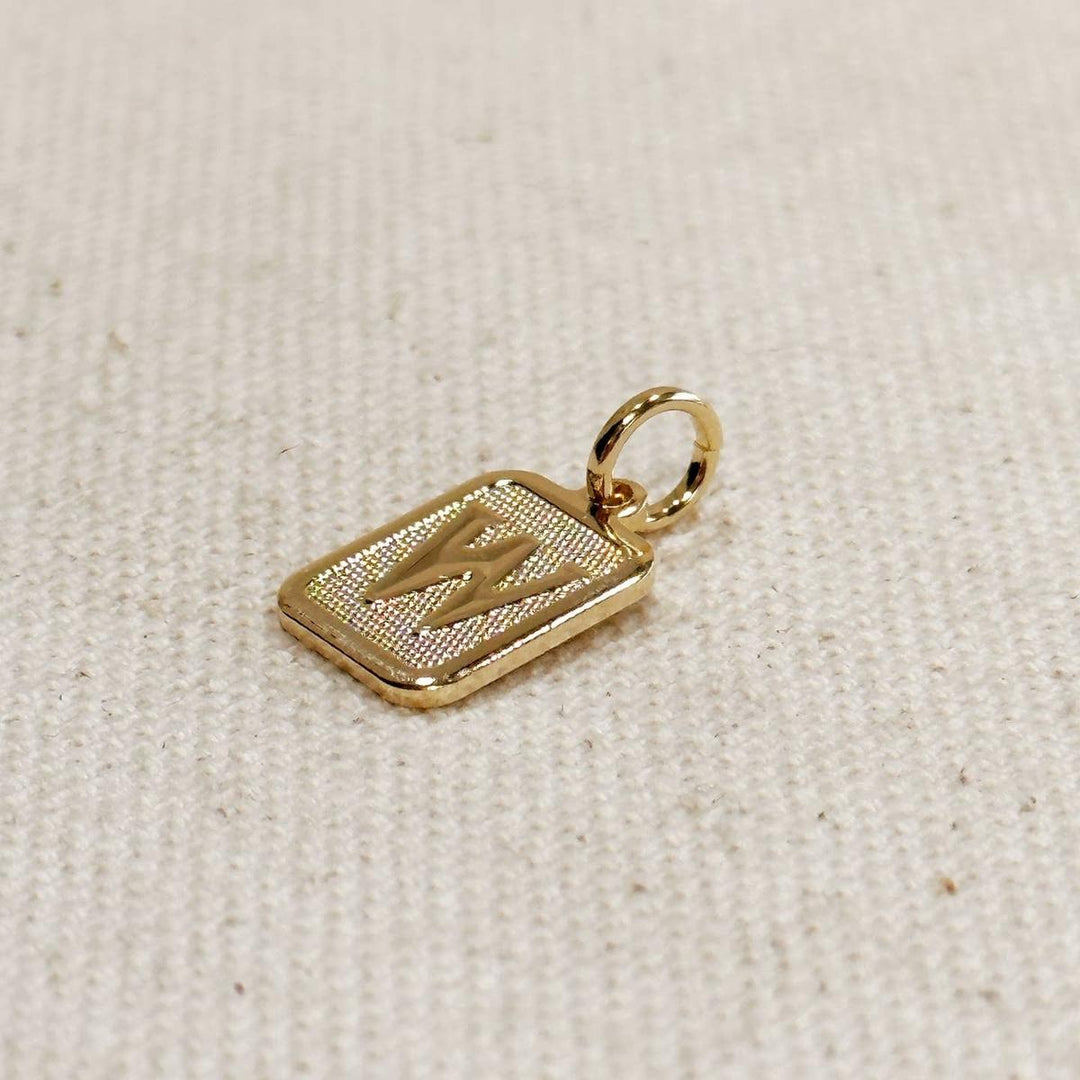 GoldFi - Textured Initial Plate Pendant in Gold Filled