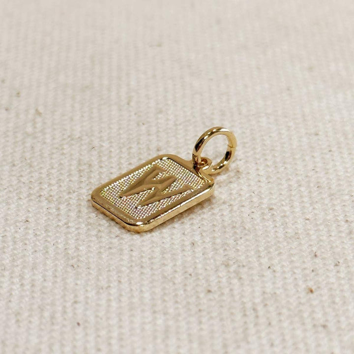 GoldFi - Textured Initial Plate Pendant in Gold Filled