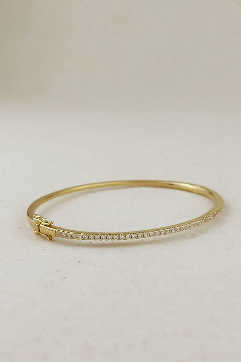 GoldFi - 18k Gold Filled Thin Line Cubic Zirconium Bangle Bracelet