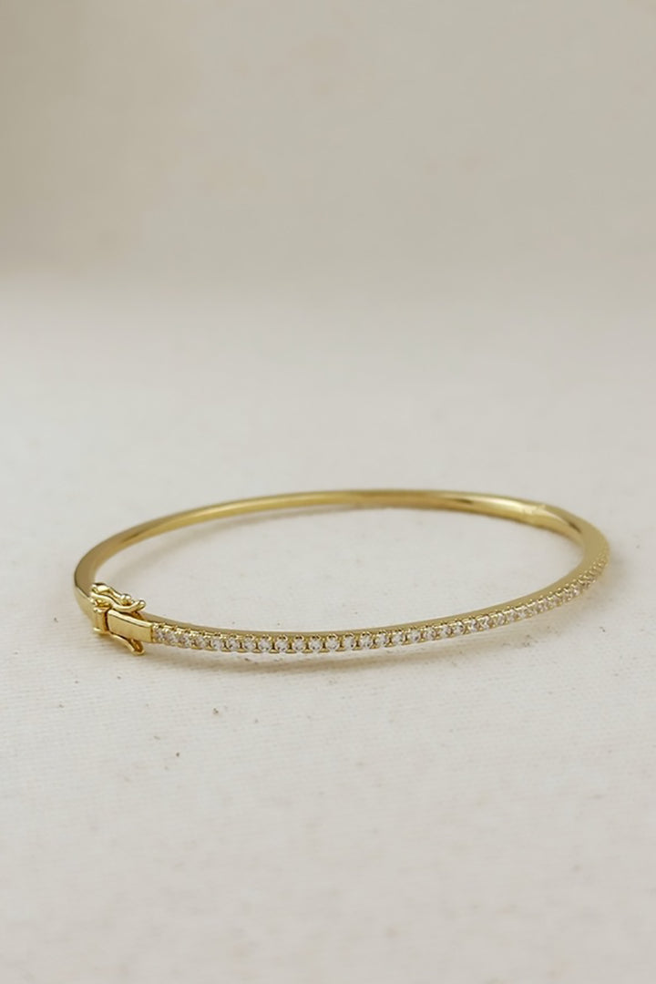 GoldFi - 18k Gold Filled Thin Line Cubic Zirconium Bangle Bracelet