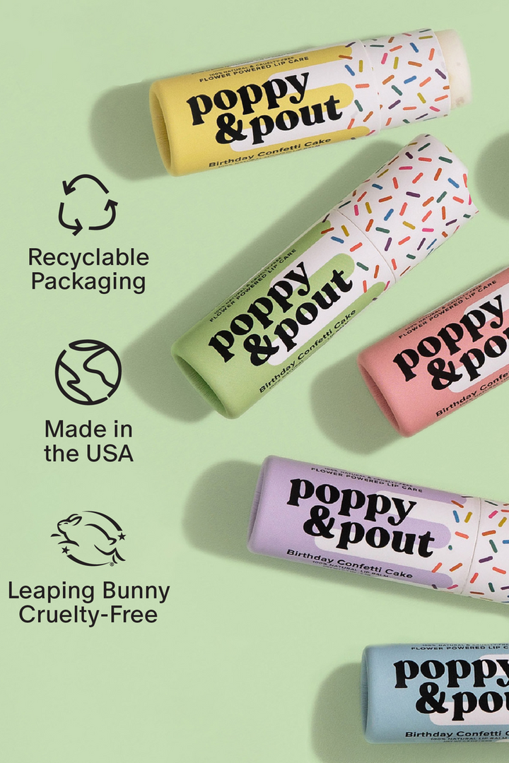 Poppy & Pout - Lip Balm, Birthday Confetti Cake, Pink