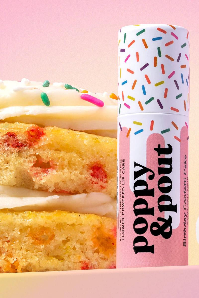 Poppy & Pout - Lip Balm, Birthday Confetti Cake, Pink