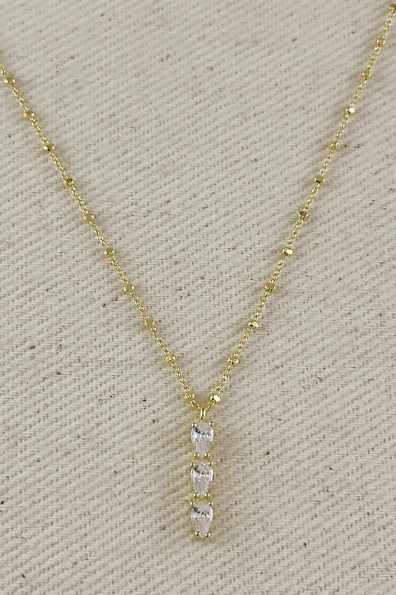 GoldFi - 18k Gold Filled Triple Cubic Zirconia Drop Necklace