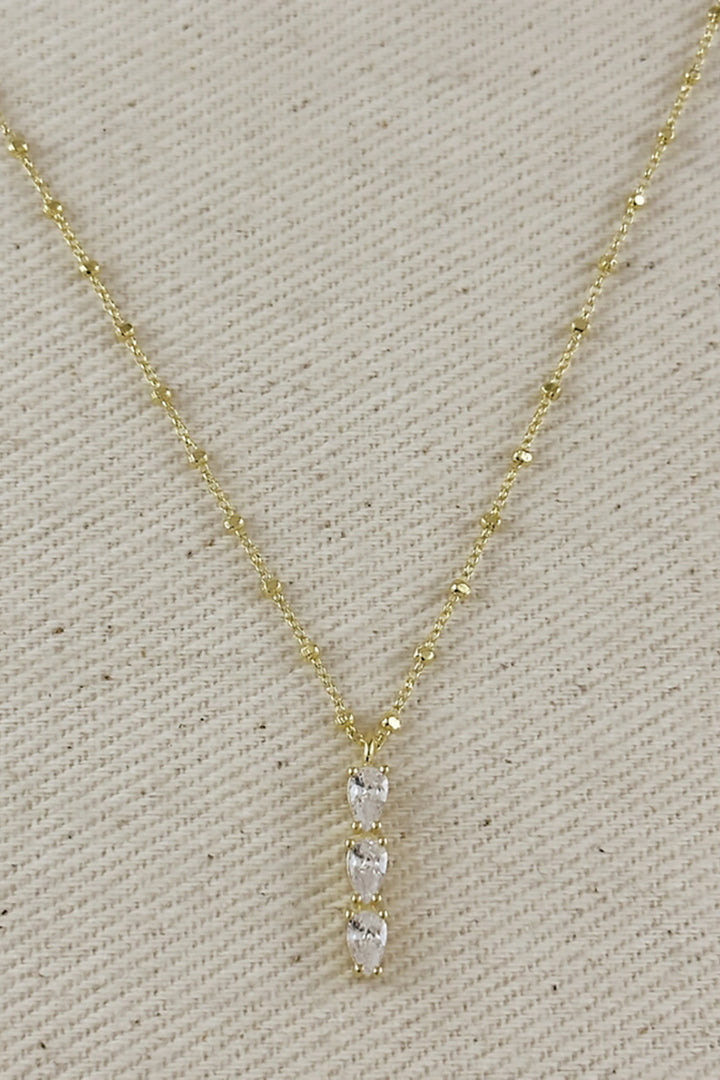 GoldFi - 18k Gold Filled Triple Cubic Zirconia Drop Necklace