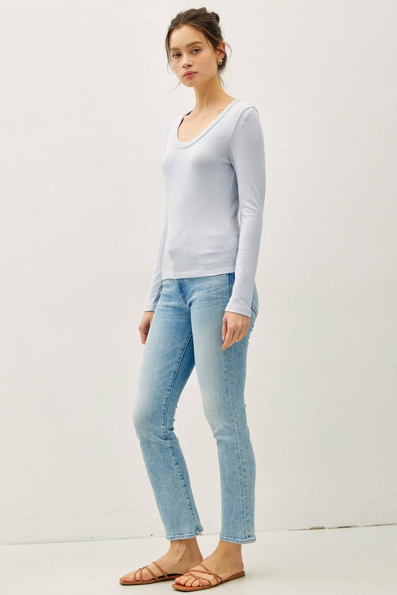 Be Cool - Ultra Soft Jersey Scoop Neck Basic Long Sleeve Tee