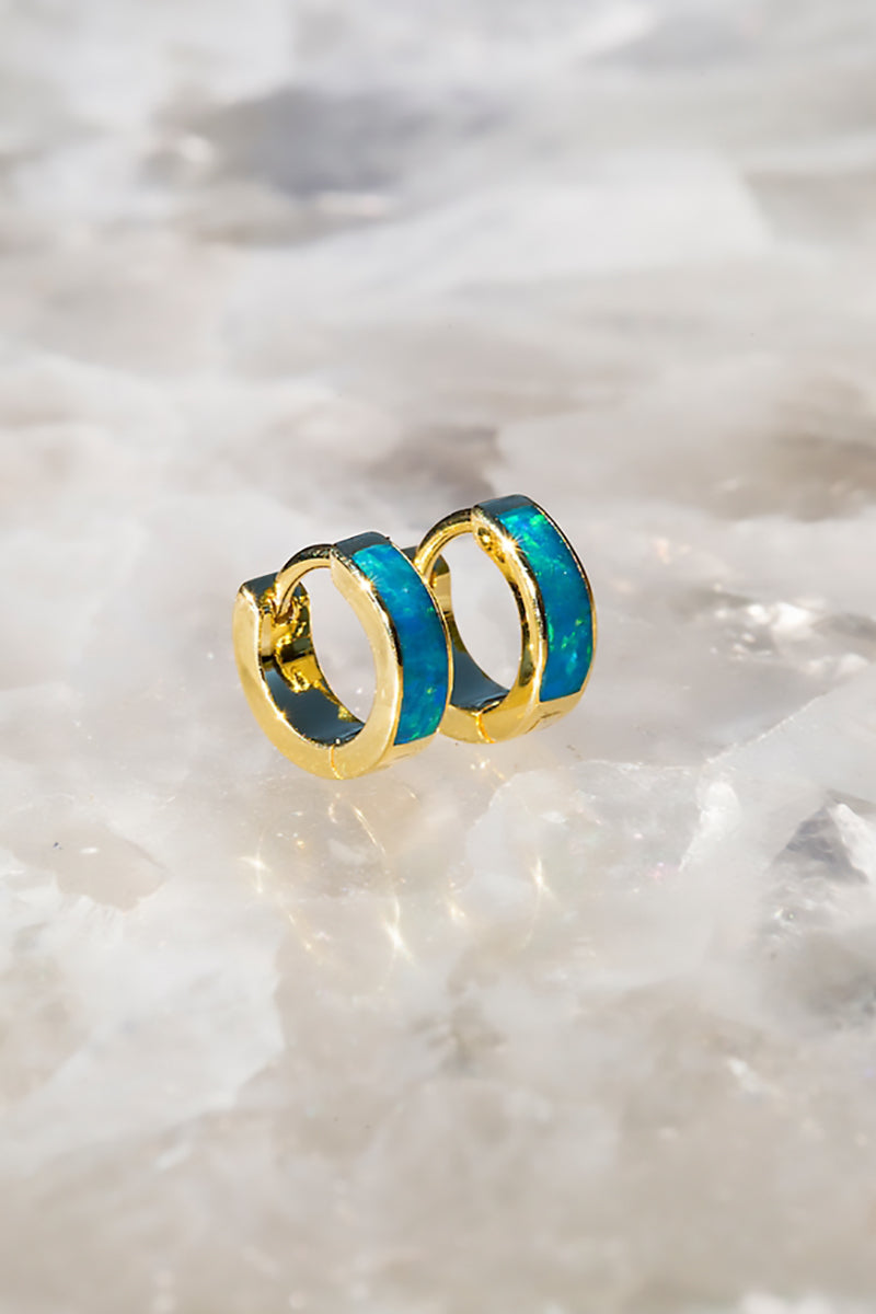 Native Gem - Shay Huggies in Turquoise Opal in Gold