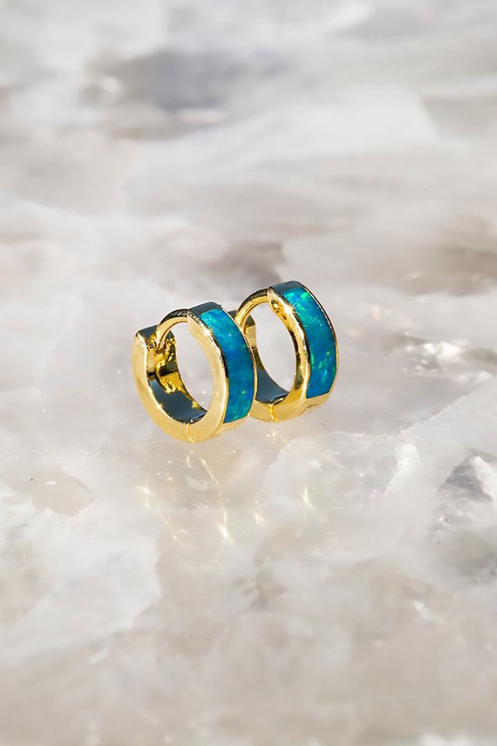 Native Gem - Shay Huggies in Turquoise Opal in Gold