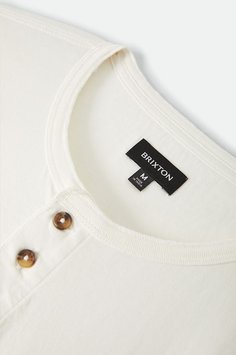 Brixton - Baseline Henley Tee in Off White Vintage Wash