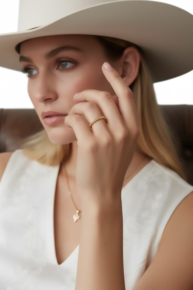 GoldFi - 18k Gold Filled Double Beaded Band Ring