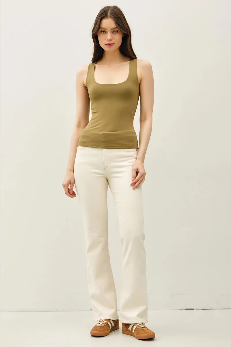 Be Cool - Restock-Soft Core-Double Lined Basic Square Neck Tank