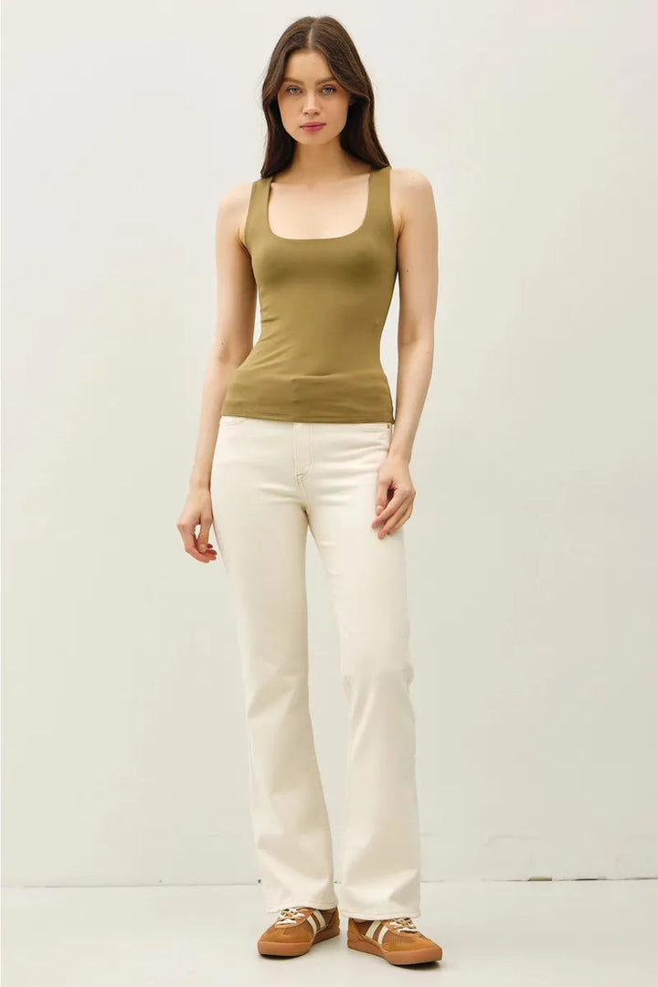 Be Cool - Restock-Soft Core-Double Lined Basic Square Neck Tank