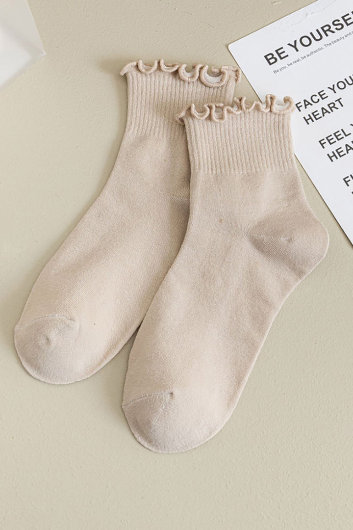 ACCITY - Womens Solid Color Ruffle Ankle Socks