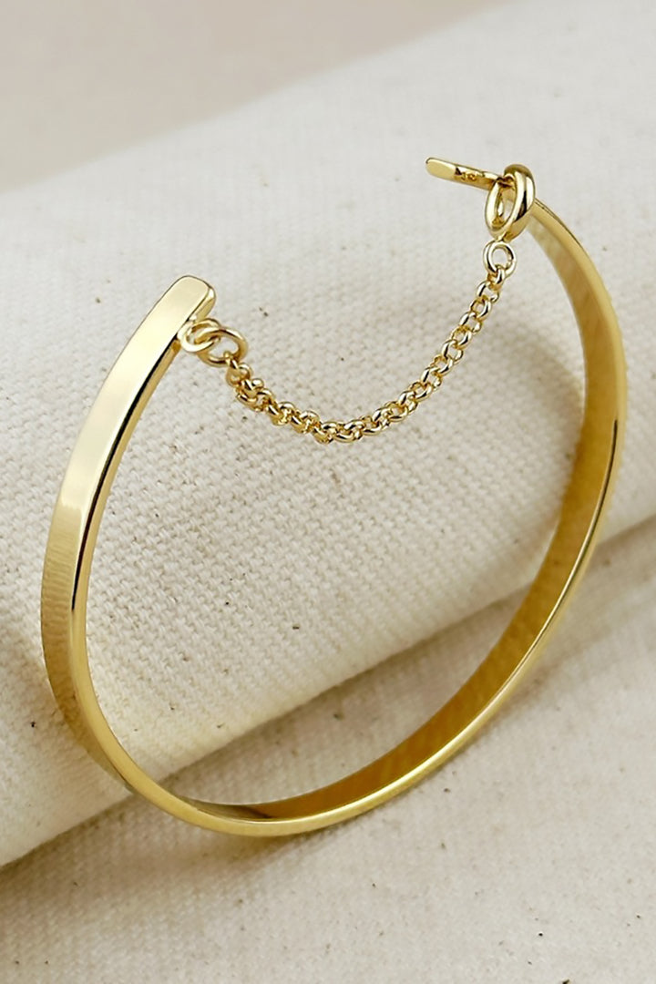 GoldFi - 18k Gold Filled Polished Bangle with Chain
