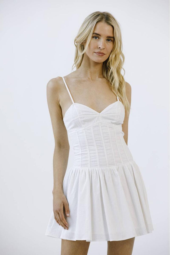 STORIA - Monochromatic Ballet A Line Mini Dress in Ivory